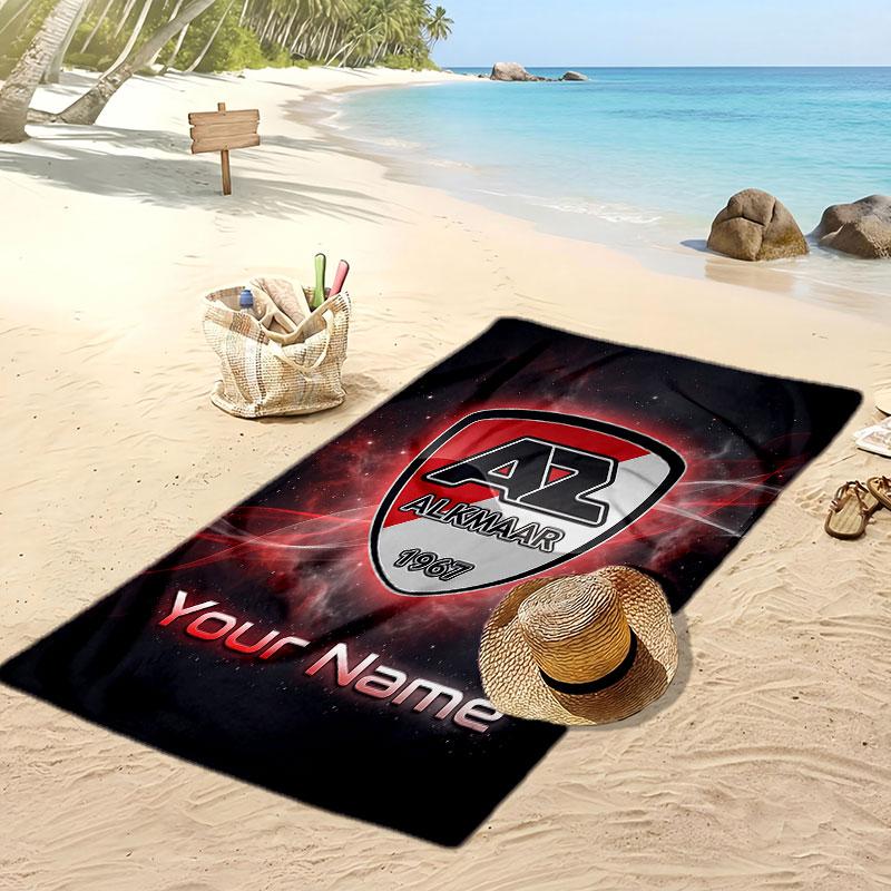 AZ Alkmaar Personalized Printed Beach Towel Soccer Logo Support Custom Name Text Absorbent Towel For Sport Travel Special Gift