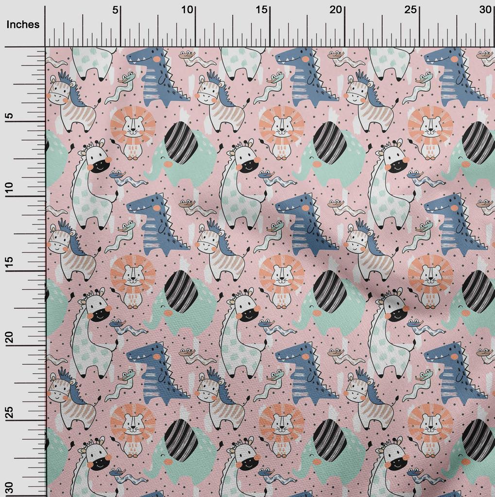 oneOone Cotton Flex Amethyst Fabric Kids Cutie Animal Sewing Material Print Fabric by The Yard 40 Inch