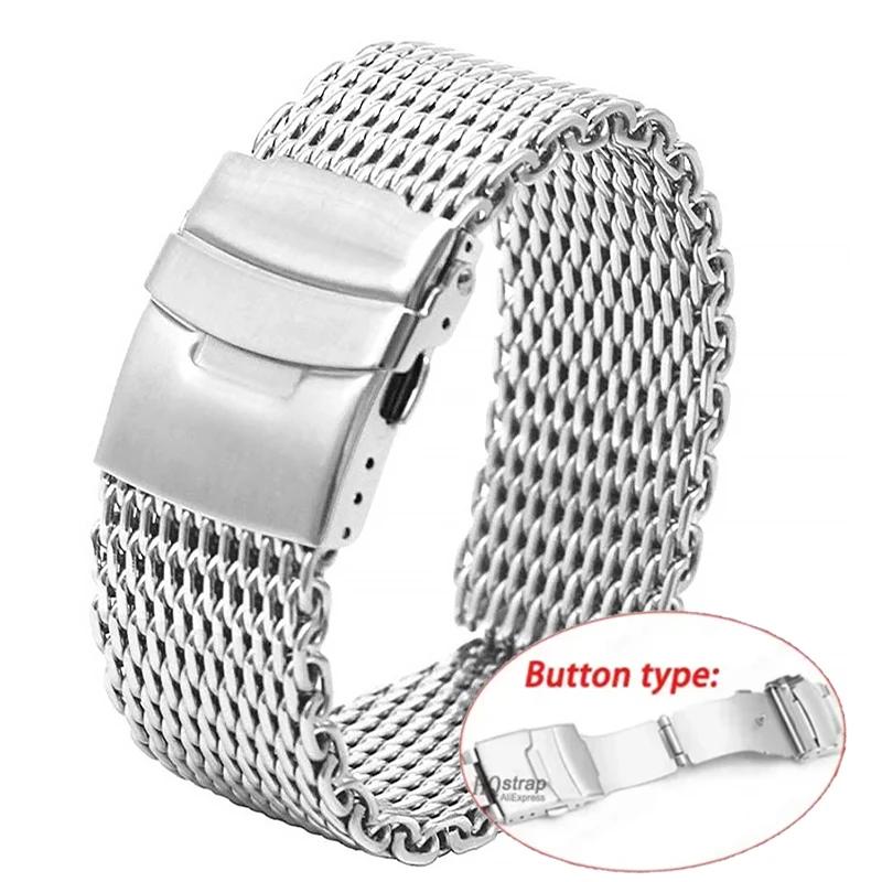 

Браслет из нержавеющей стали для Seiko Shark Mesh Роскошный миланский ремешок для Casio 18 20 22 24 мм Универсальный ремешок для Omega 18mm&XXS (length 14cm)