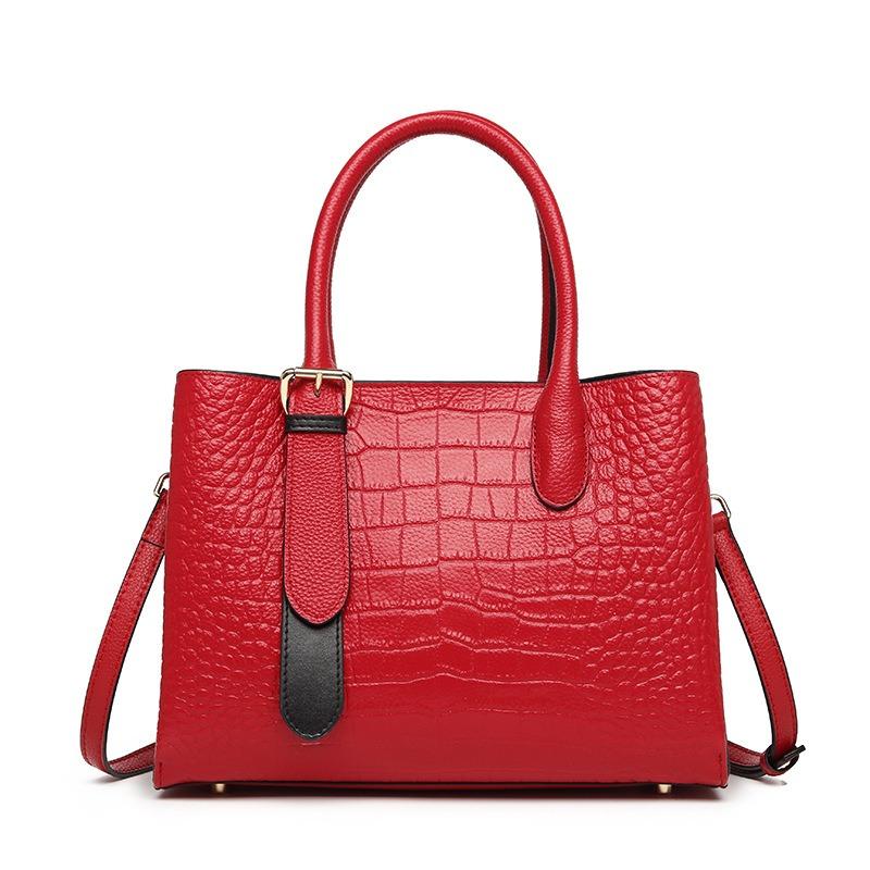 

Сумка из натуральной кожи, женская сумка среднего возраста, большая вместимость, сумка через плечо для женщин, сумка через плечо One Size красный