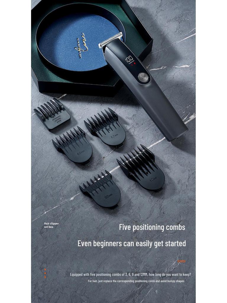 Professional Portable Electric Hair Clipper for Men with Digital Display - Ideal for Salon and Home Use