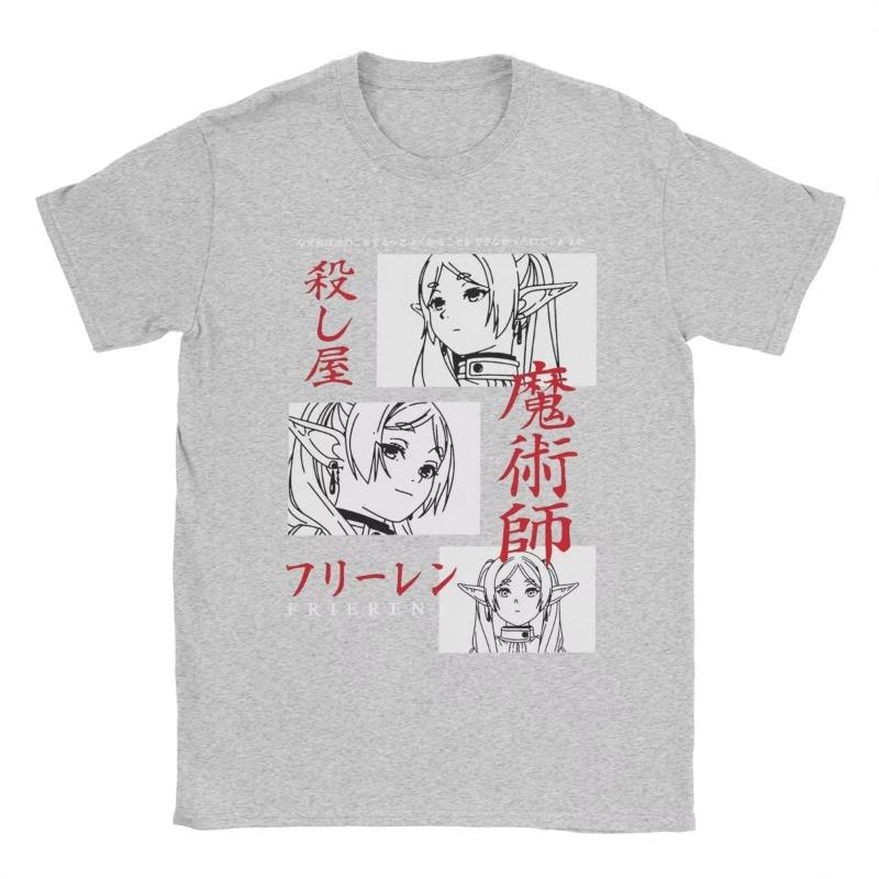 Funny Sousou No Frieren 2026 Men Kids Round Collar Pure Cotton T Shirt Japanese Anime Short Sleeve Tees Birthday Present Tops