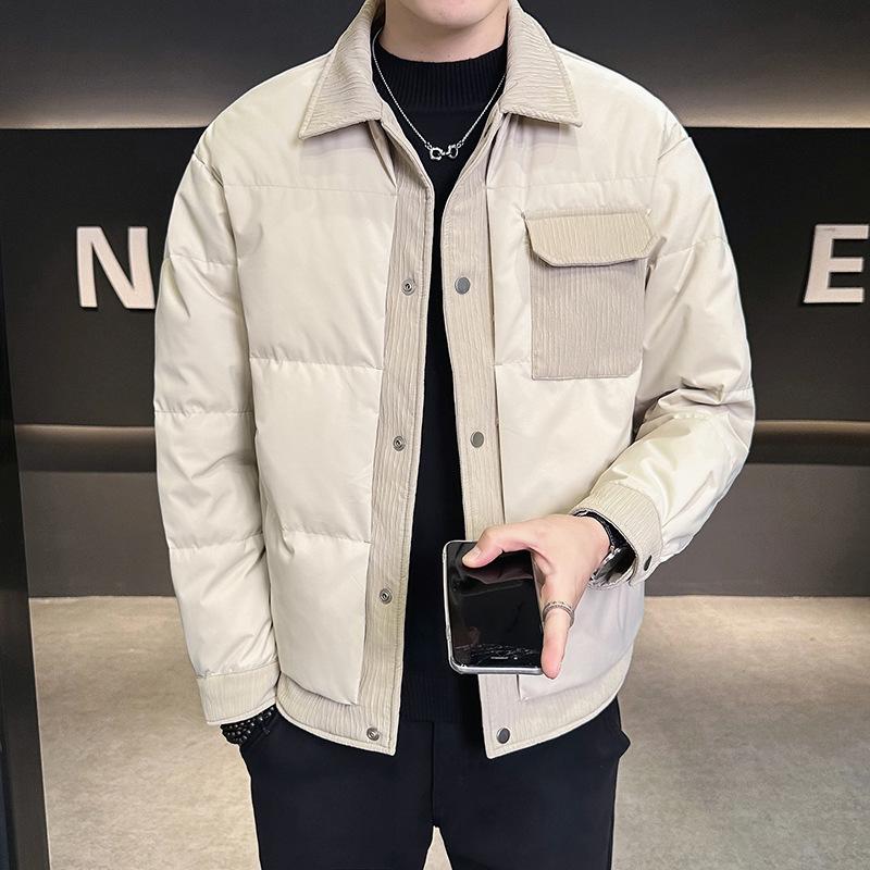 

2025 Men s Short Winter Lapel Down Jacket - Casual, Warm, Lightweight Business Workwear XXL абрикосовий