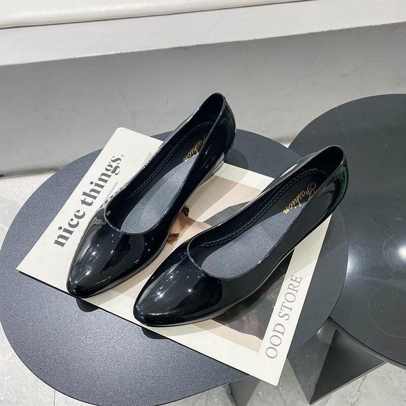 New Slope Heel Single Shoes Women's Fashion Simple Shallow Mouth Pointed Beanie Shoes Casual Retro One-pedal Flat Lazy Shoes