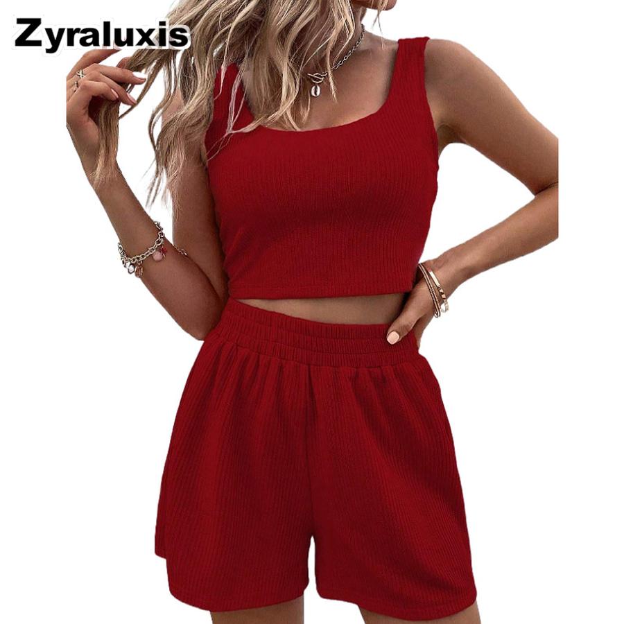 Summer Sweet Girl Breeze Knit Sleeveless Fashion Casual Solid Color Set Cute Girls Outfit