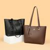 Trendy Fashion Retro Portable Tote Bag New Solid Color Soft Leather Texture Shoulder Bag Commuting To Work Large Capacity Women's Bag
