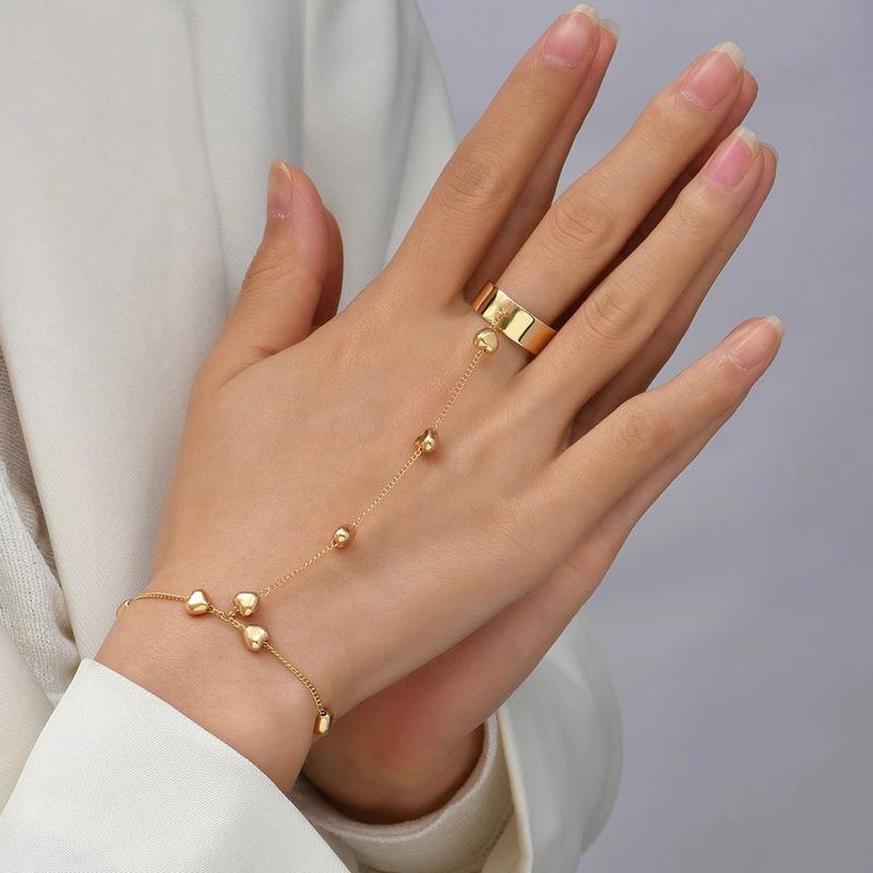 Vintage Gold Color Butterfly Adjustable Finger Bracelet for Women Originality Personality Geometric Crystal Bracelet Jewelry