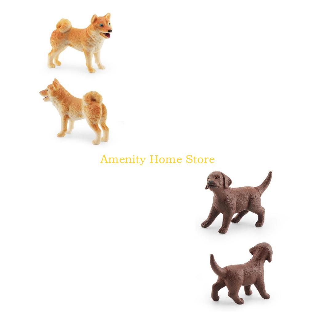 

F26C Dog Figurines Playset Dog Cake Cupcake Topper Dog Figures Toy Set Realistic Puppy Figure Mini Dog Character Collection CN