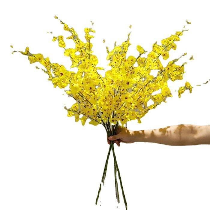 Orchid Yellow Dancing Silk Flower Arrangement For Table Photography Centerpiece