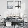Metal Bed Frame with Headboard and Footboard Black 135 X 190 Cm