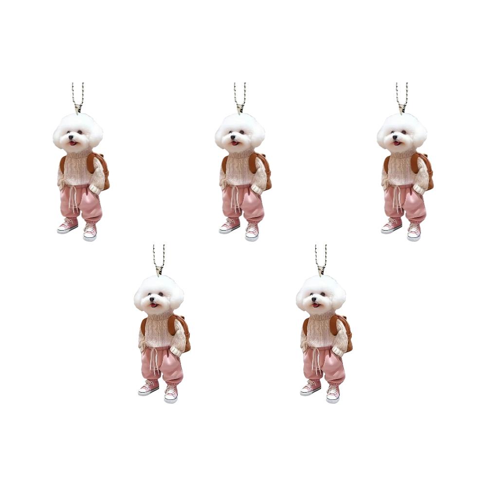 5-1PCS Acrylic 2D Creative Car Hanging Decor Realistic Animal Car Rearview Mirror Pendant Car Auto Interior Decoration