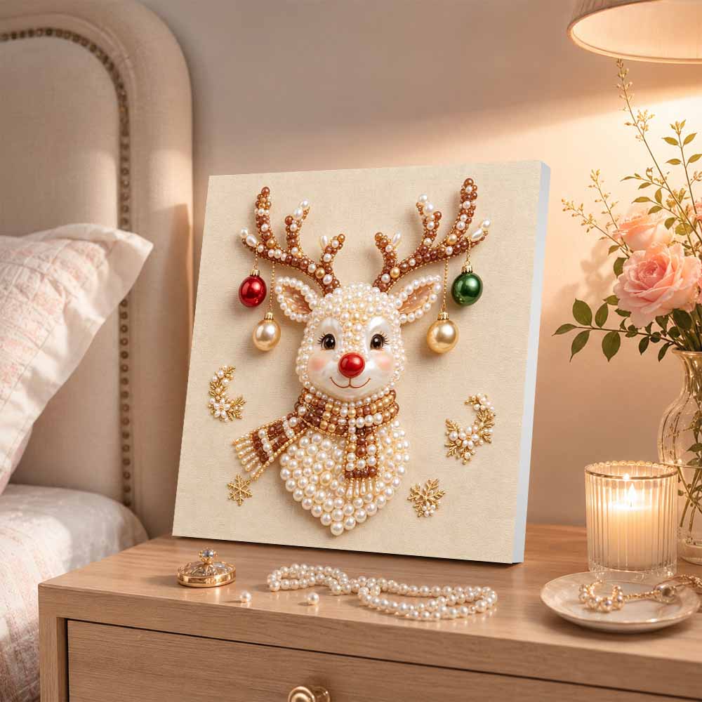 DIY Christmas pearl painting kit reindeer artwork. home wall decoration