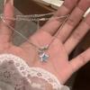 Summer Korean small fresh light blue star pendant necklace high sense sweet versatile niche collarbone chain accessories