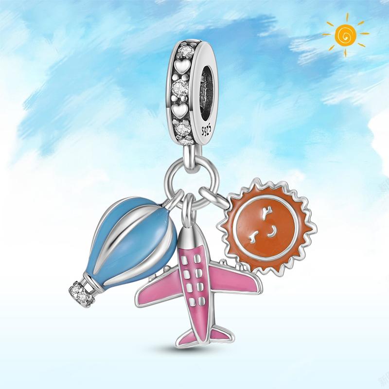 copper Authentic Charm Bead Charms Blue Sea Butterfly Whale CZ Charm Bead Charms Bead Charms Compatible With Authentic Accessories Bracelets Do It You