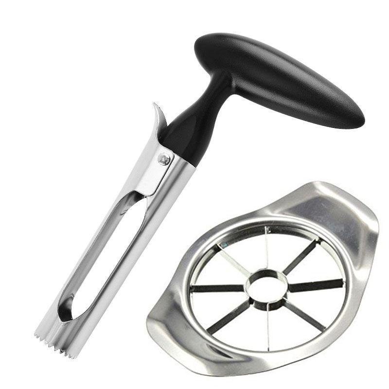 2pcs Apple Slicer and Corer Set Stainless Steel Fruit Seeder Core Remover with Non-Slip Handles for Tomato Pear Peach Cutting