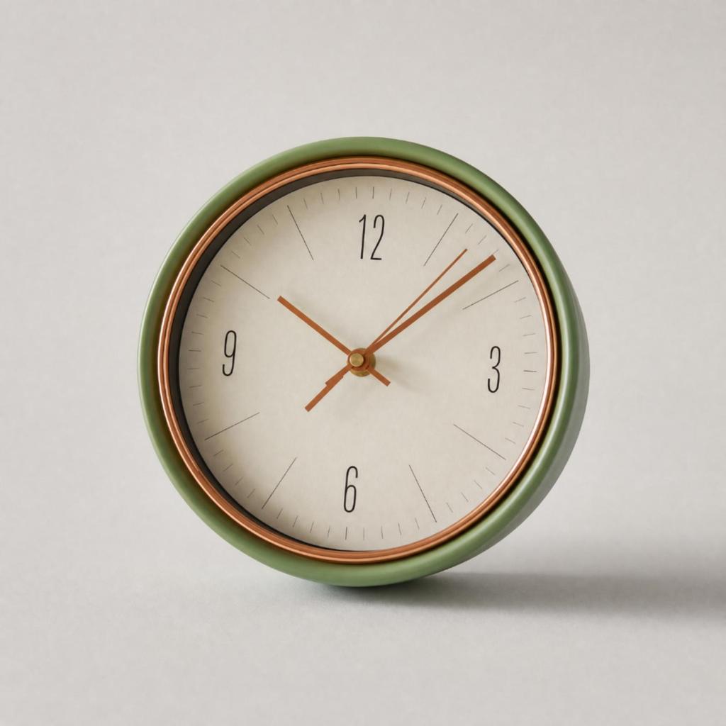 Round Analog Tabletop Clock Quiet 8Inch Desk EasytoRead Timepiece for Living Room,
