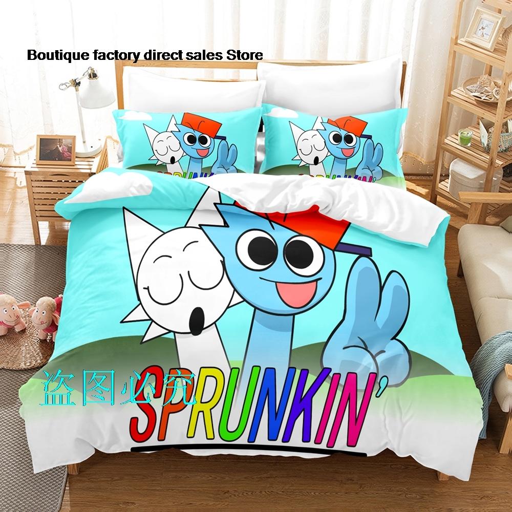 Sprunki Bedding Set Single Twin Full Queen King Size Bed Set Adult Kid Bedroom Duvetcover Sets Anime parure de lit Bed