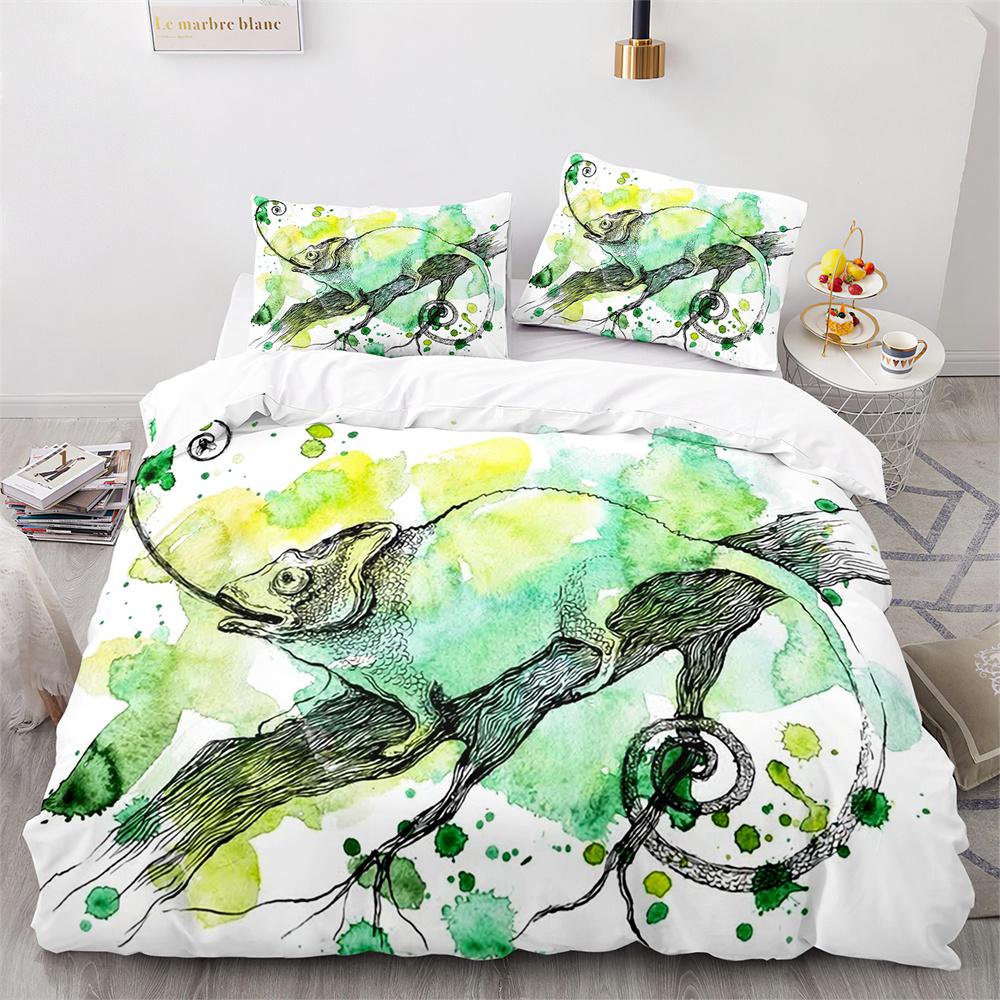 Lizard Duvet Cover Set Desert Wildlife Animal Pattern Comforter Cover King Queen Size for Adults Teens Animal Lovers Bedding Set