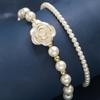 2PCS Imitation Pearl Bracelet Simple, Stylish, and Unique Women's Jewelry Set with Rose Beads, Elegant and Suitable for Daily Wear, Bracelet Set for