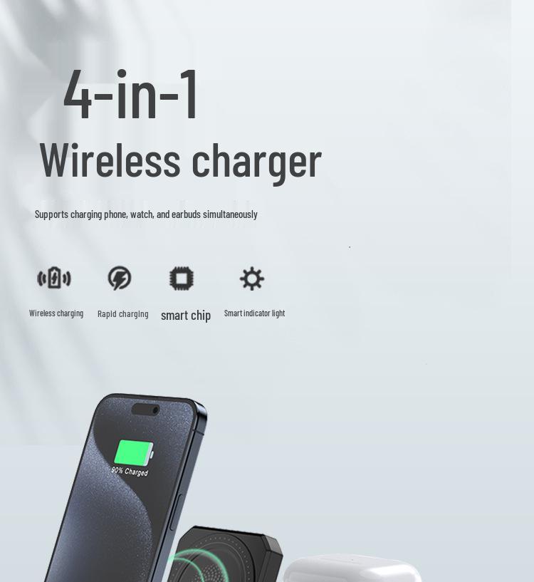 Multifunctional 3-in-1 Wireless Charging Magnetic Phone Stand with Touch Night Light