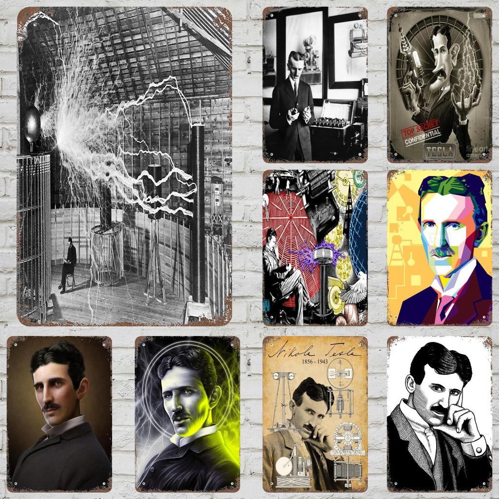 Nikola Tesla Vintage Tin Sign Home Decor Wall Decor Art Wall Mural Room Decoration Decor Retro Metal Sign Plate Bar Posters