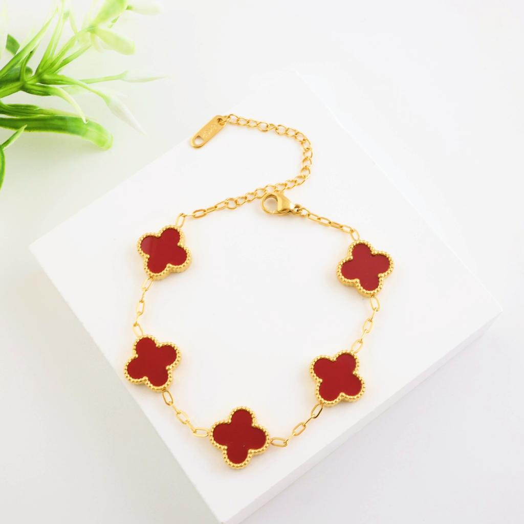 High-end Fashion Titanium Steel Double-sided Four-leaf Clover Bracelet for Women Elegant Style Bracelet