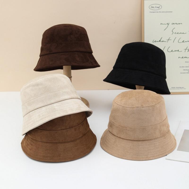 New retro suede bucket hat casual versatile washbasin hat source directly from the manufacturer