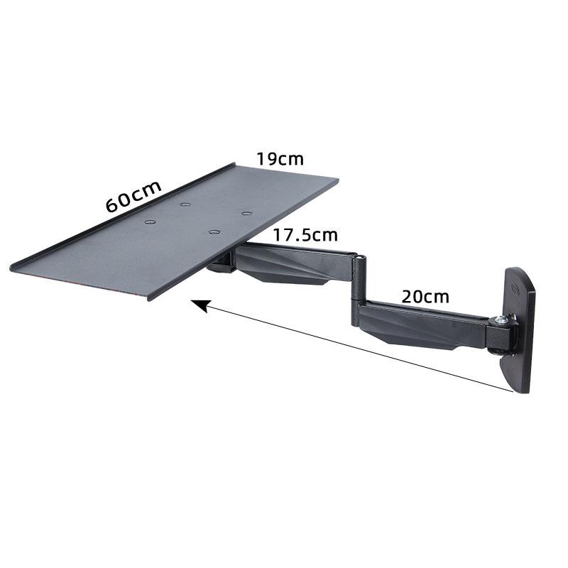 Wall-Mounted Rotating Stand with Monitor, Keyboard Tray, Mouse Pad Holder, and Storage Rack for Office Use.