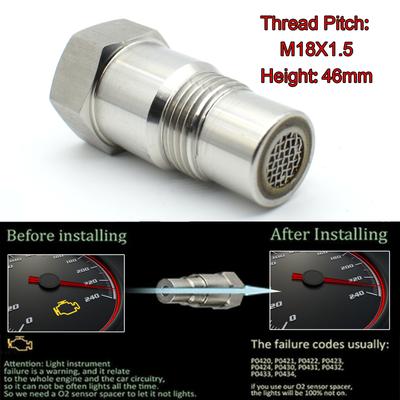 CEL Fix Adattatore Eliminatore Spia Motore Controllo Spaziatore Sensore Ossigeno O2 Saldatura Tappo Bung Kit Set Tappo Dado Banda Larga M18 x 1.5 Argento Ricambi Auto Accessori