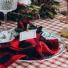 Set of 4 Christmas Napkins Plaid Red Black 15.7X15.7Inches Washable Reusable for Holiday Christmas Party Table Setting Decor