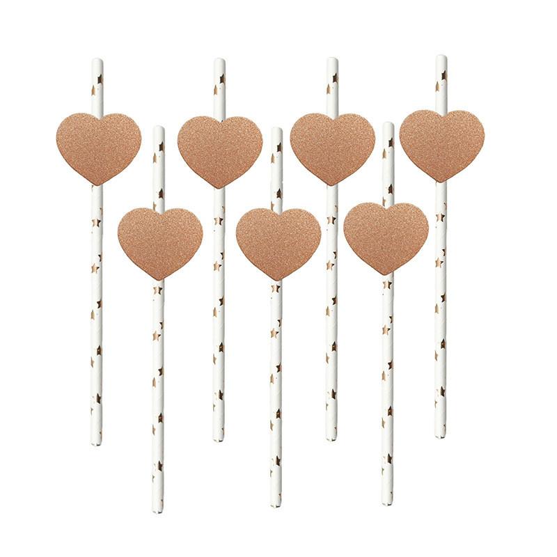 Degradable Heart Party Straws For Weddings And Celebrations With Creative Dessert Decor