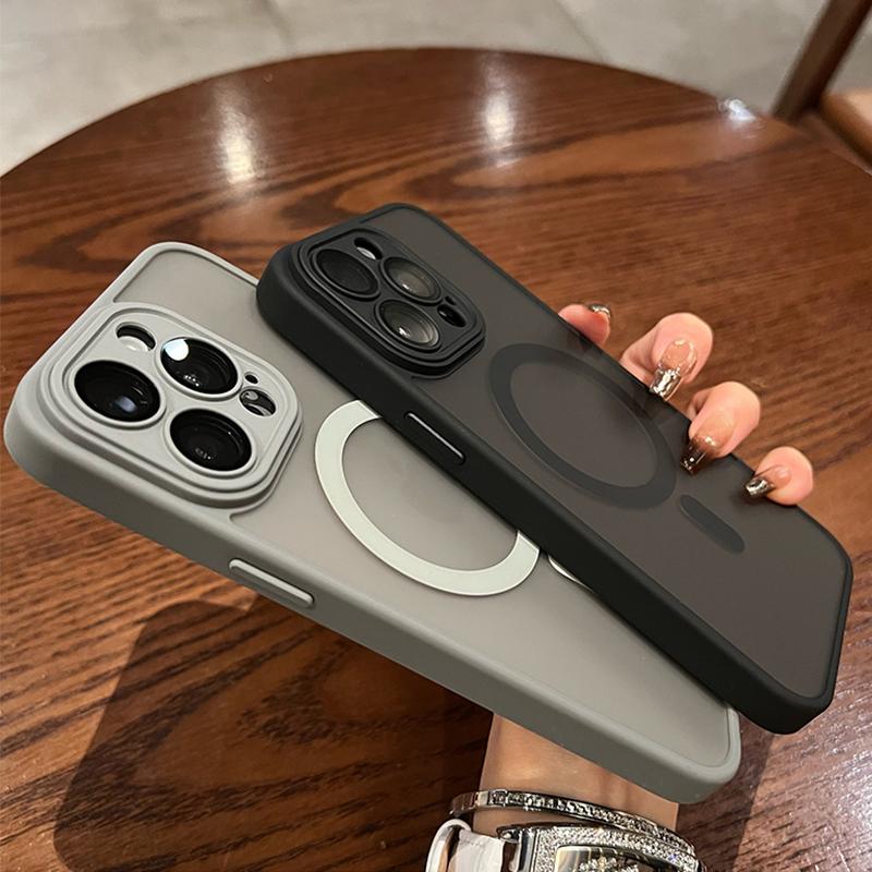 Luxury Matte Magnetic For Magsafe Translucent Case For iPhone  16 15 14 13 11 12 Pro Max Plus Glass Lens Wireless Charge Cover