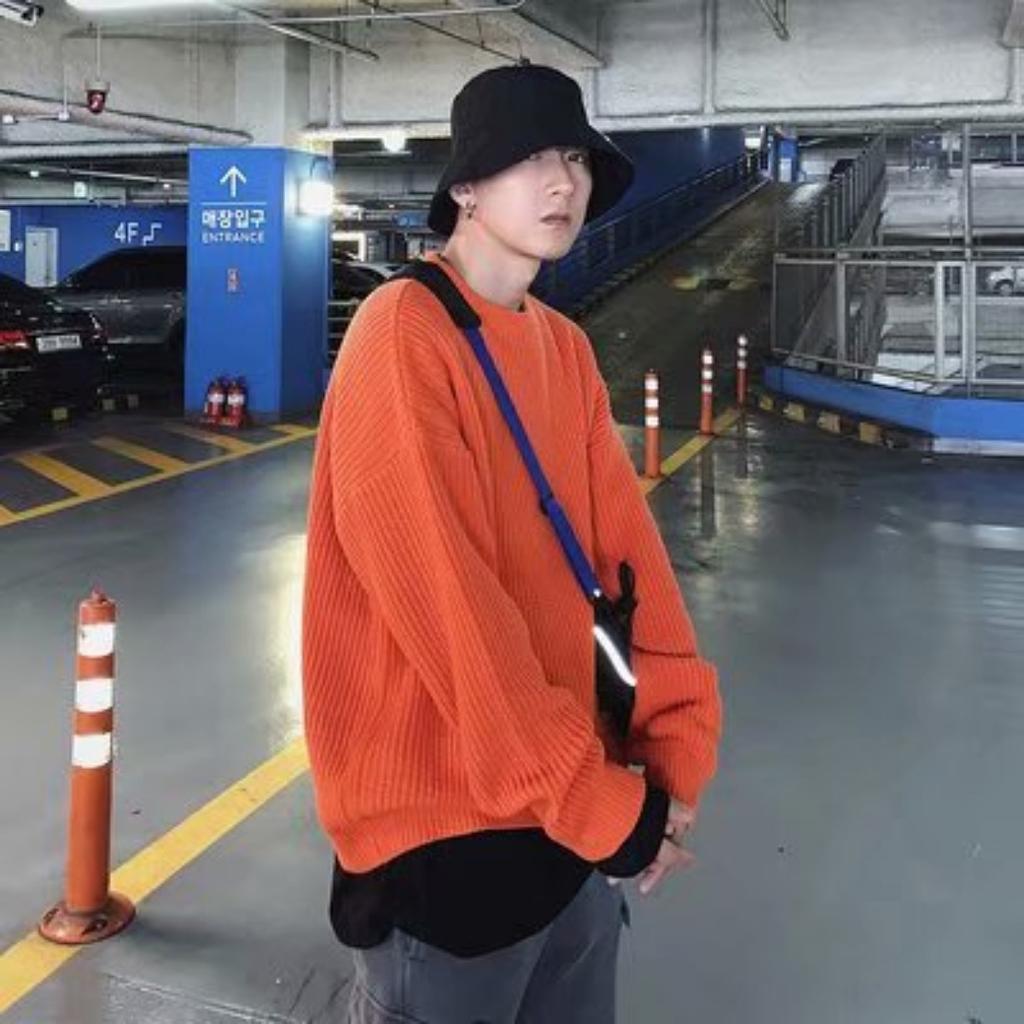 Wearing A Base Knit Sweater In Autumn and Winter, Solid Color Round Neck Sweater, Loose and Versatile, Thick Korean Style Trendy Sweater, Men's Jacket