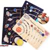 Holz-Bewegliches Sonnensystem-Puzzle für Baby Montessori Planeten Spielzeug Weltraum-Puzzles Aktivität Lernspielzeug für Kinder 2 3 4 J