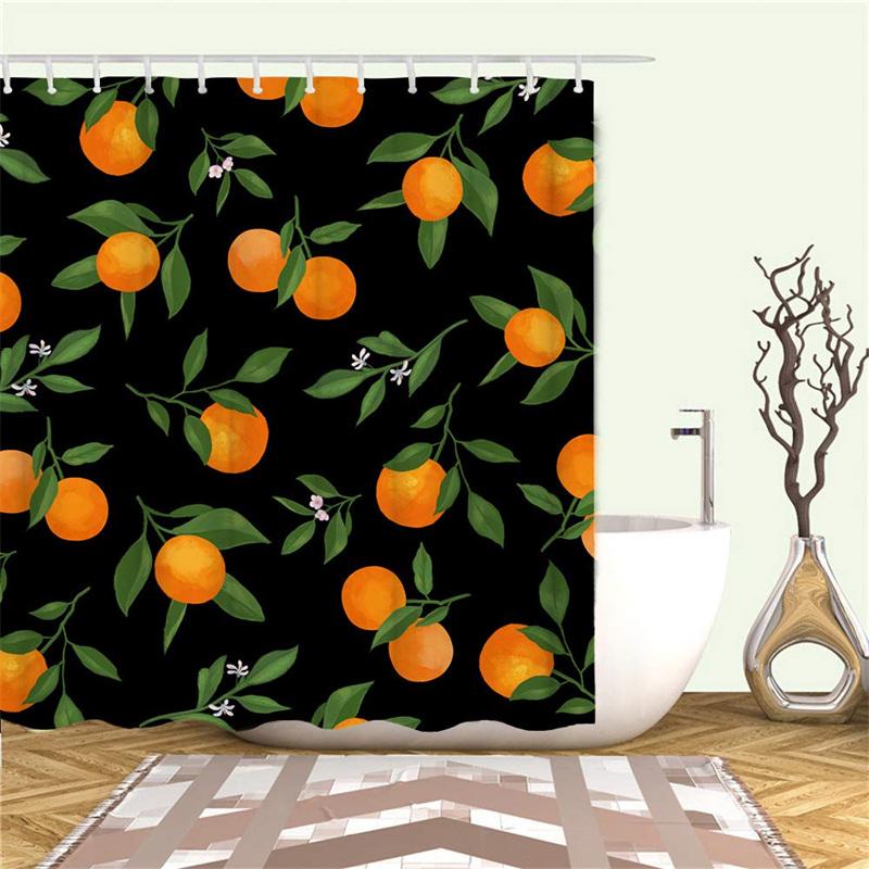 Tenda Doccia Fodera Frutti All Over Pesca Limone Fragola Arancia Papaya Stampa Tenda da Bagno Con Ganci Impermeabile Per Vasca da Bagno