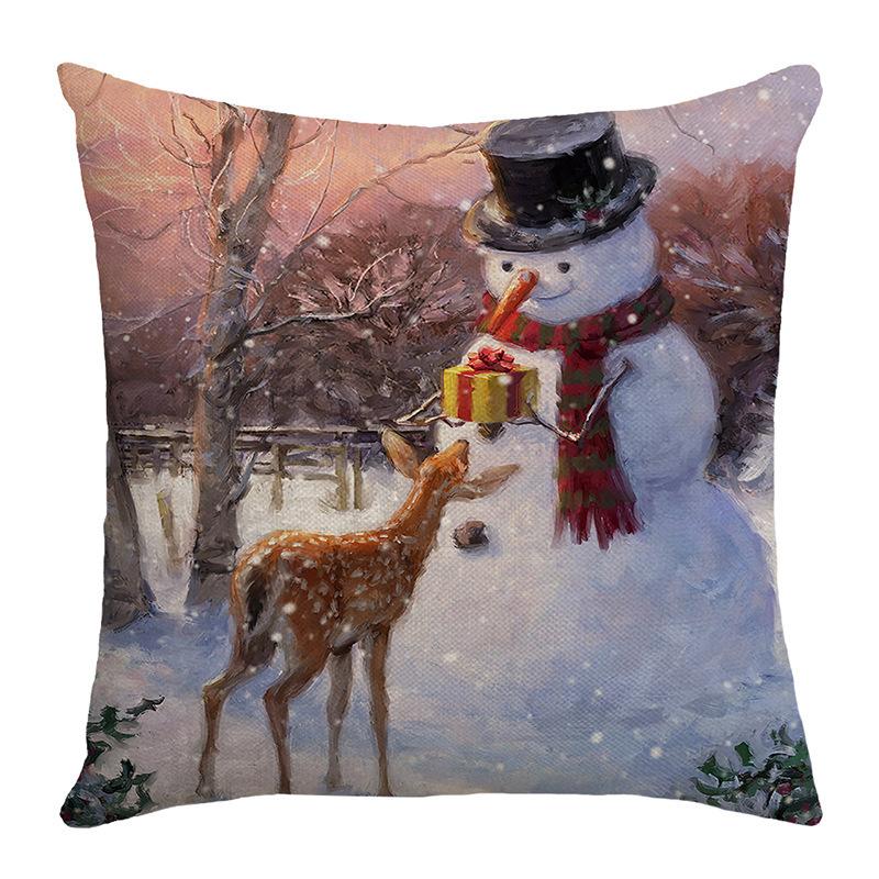 

Peach Leather Christmas Pillow Home Living Room Decoration Festival Sofa Cushion Cover Santa Printed Cushion 45 * 45CM (excluding pillow core)