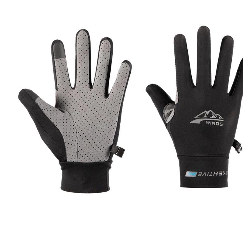 Mountaineering gloves, men's and women's spring and summer anti-skid and sun protection, full finger express, thin ice silk, driving, riding, running
