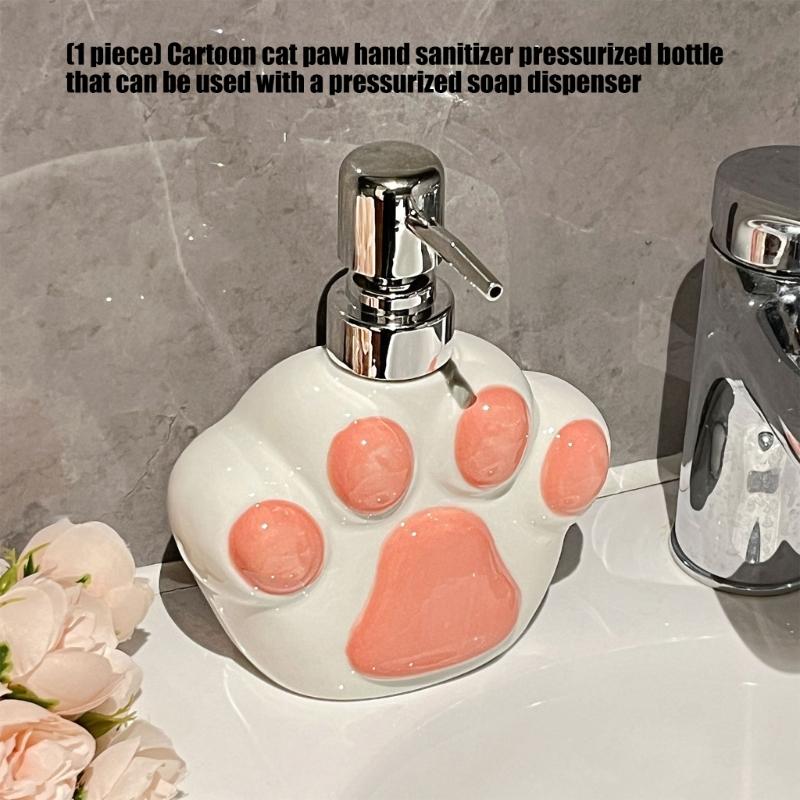 Funny Cats Shape Ceramic Liquid Soap Dispenser With Press Pump Liquid Hand Wash Bottle Soap Holder For Home Bathroom Use
