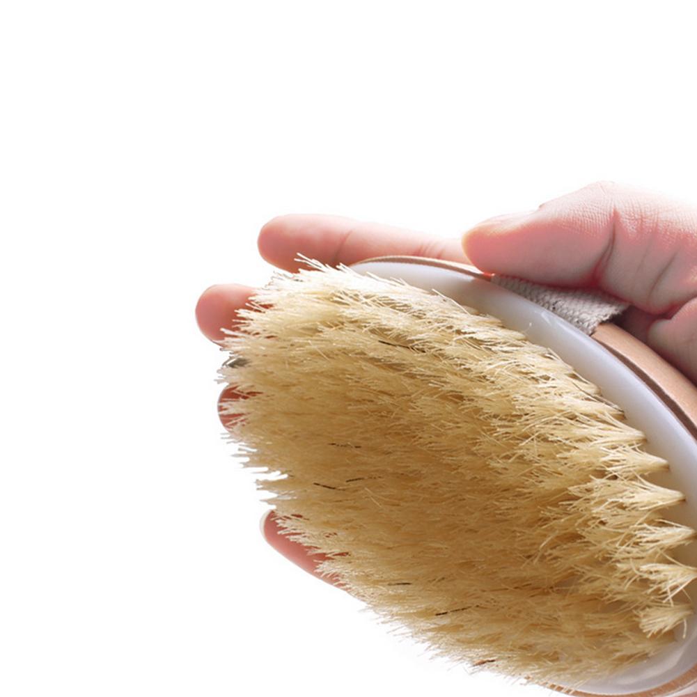 Dry Brushing Body Brush Back Scrubber Brush With Long Handle Natural Bristle Shower Massager for Exfoliating Body Skin Wet Dry