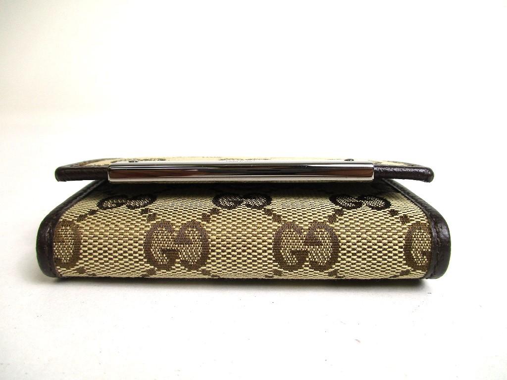 Authentic GUCCI GG Beige Canvas Brown Leather 6 Pics Key Chain #a511  Refurbished