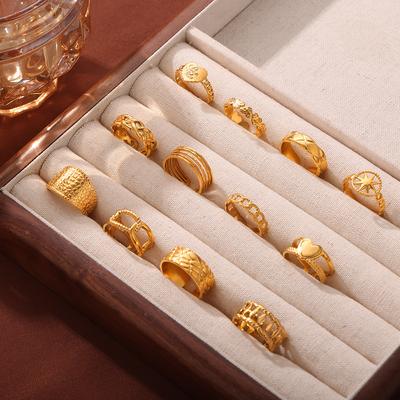 British Wind Titanium Steel Jewelry Fashion Personality Simple Wind Line Ring 18k Gold Color Retention Ring Series