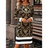 Abito Corto Casual alla Moda da Donna con Stampa 3D a Manica Lunga