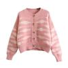 Cardigan Sweater 2023 Autumn Wave Stripe Sweater for Women Design Sense Knitted Cardigan Versatile and Lazy Sweater Female Coat