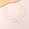 4Pcs/Set Jewelry Pink Love Butterfly Pendant Imitation Pearl Rice Beads Handmade Beaded Children Necklace Friend Gift