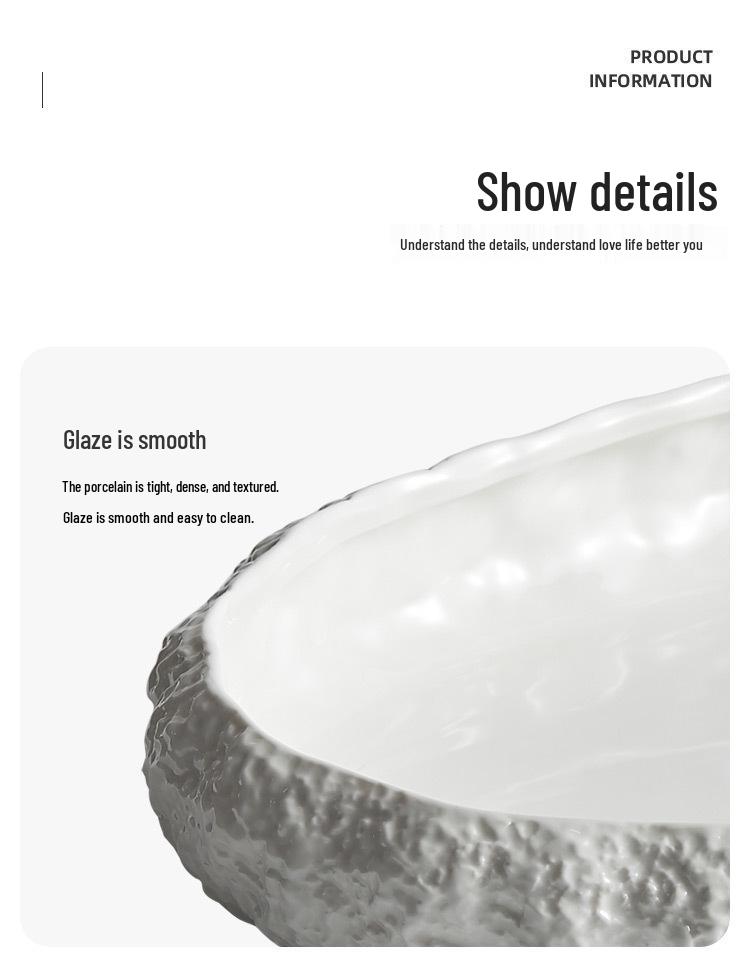 Large Ceramic Rock Texture Seafood Plate for Hotel and Home - 2025 Edition