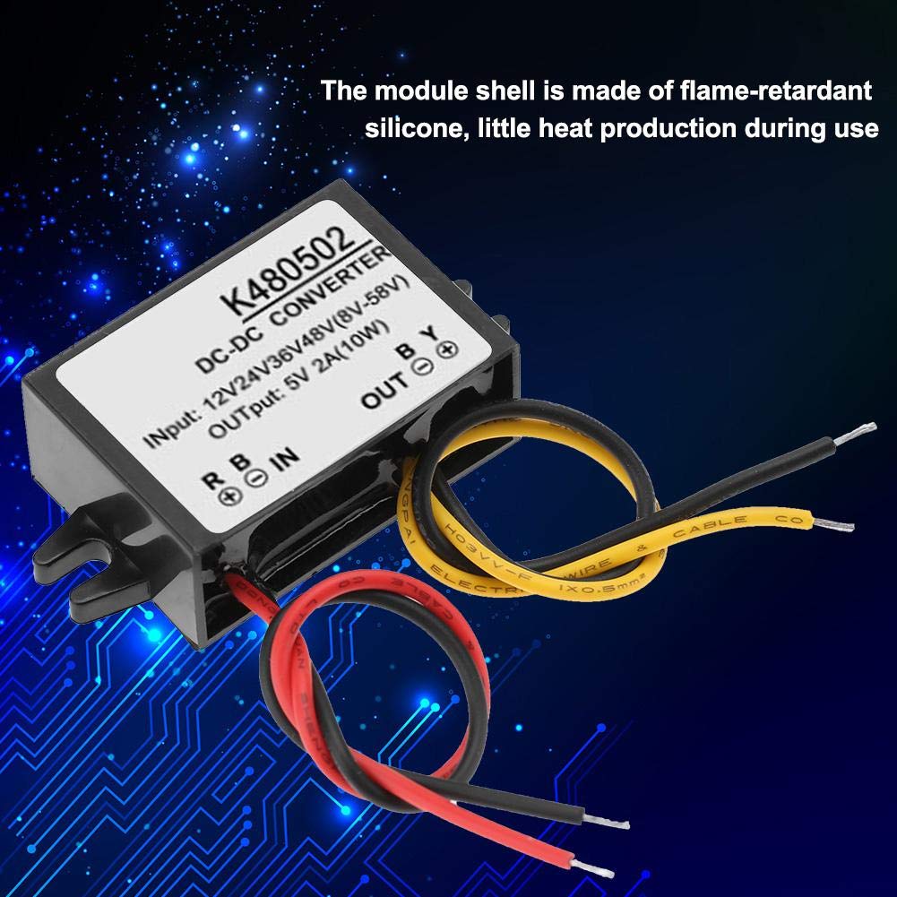 DC-DC Converter, /24V/36V/48V To 5V 10W 2A Multi Protection Converter Screen Monitor Camera Fan