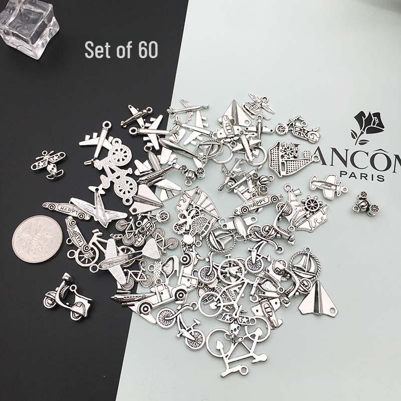 DIY Jewelry Accessories: Alloy Car, Ship, and Paper Airplane Bracelet, Earrings, and Pendant