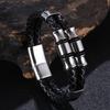 Creative Men Leather Bracelet Jewelry Charm Stainless Steel Buckle Punk Rock Bracelet Wristband