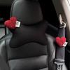 Cute Retro Red Heart Universal Car Neck Pillow Four Seasons Ice Silk Auto Seat Headrest Holder Waist Support Car Accessories