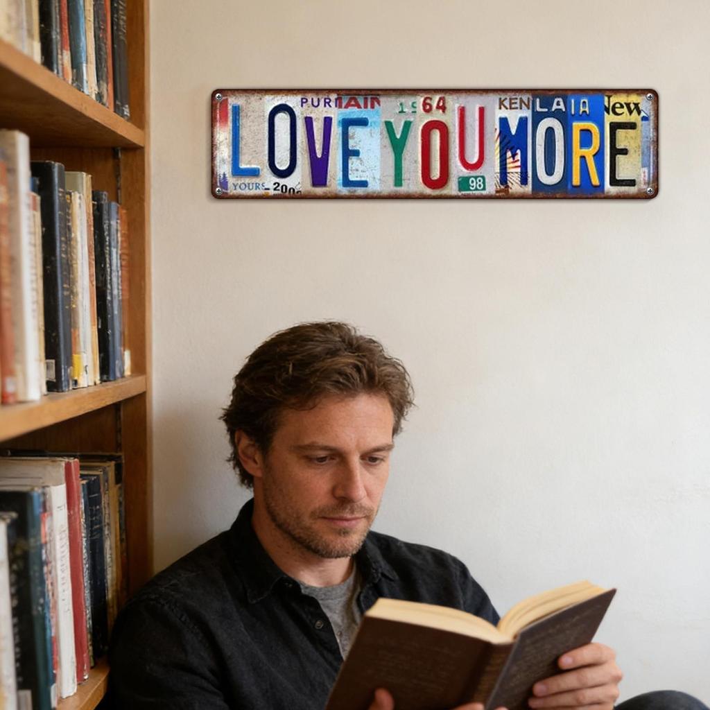 New Love You More License Plate Retro Weatherproof Home Decoration License Plate Tin Sign Wall Decorations Versatile Scene Decor